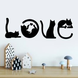 Wallity Cat 11 Escultura de Pared de Metal Negra